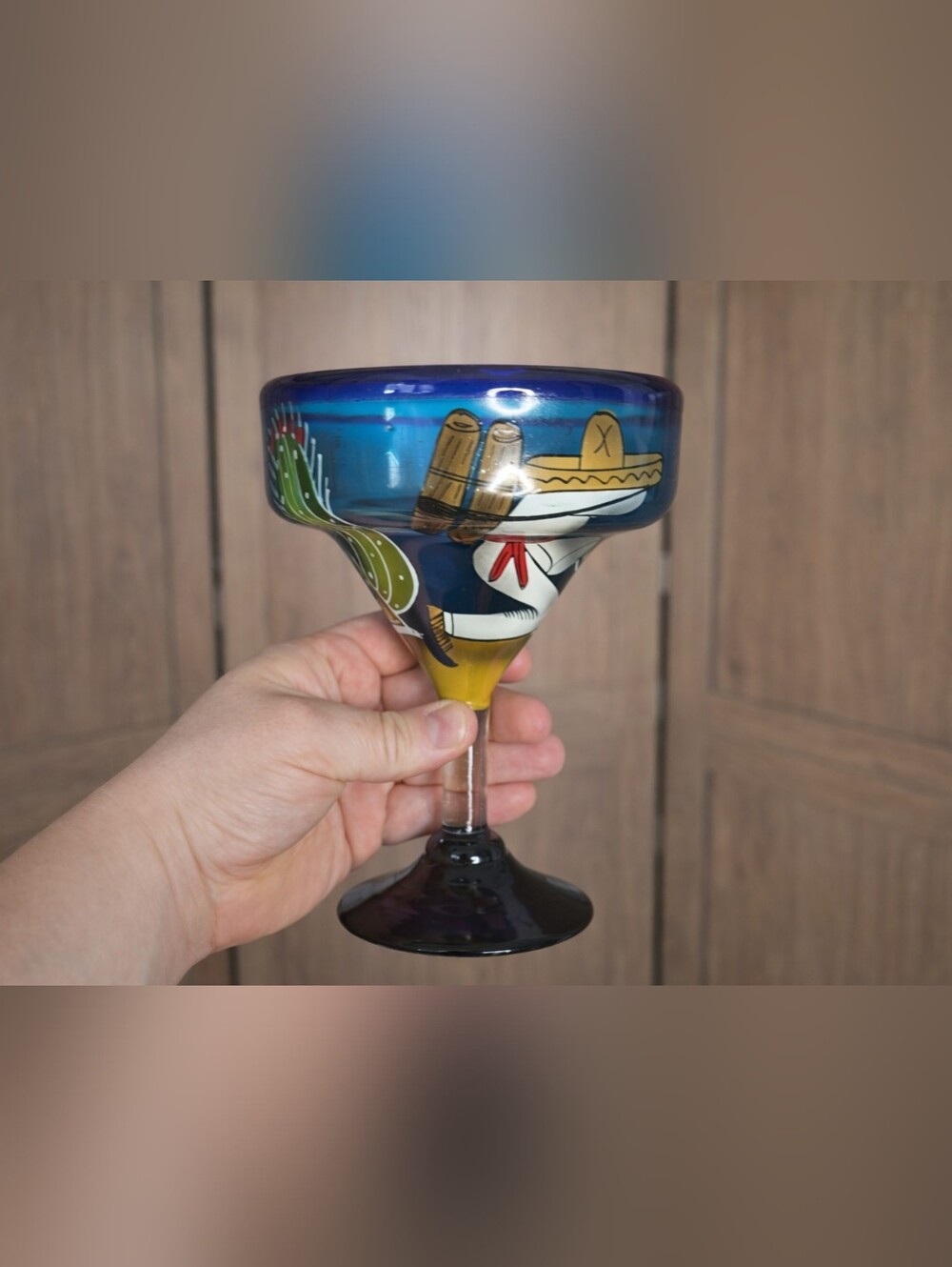 Hand-Painted Cactus Margarita Glass (1)